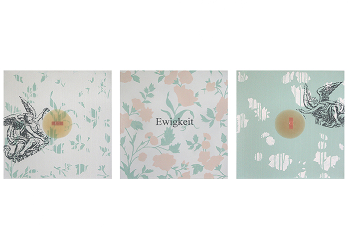 EWIGKEIT • Triptychon • je 60 x 60 cm  • Acryl, Heftpflaster, Binder auf Leinwand